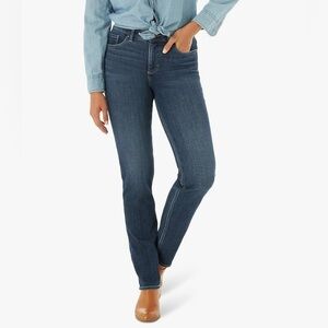 Lee Women's Ultra Lux Mid-Rise Slim Fit Straight Leg Jeans Denim Blue Size 16